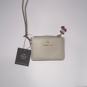 Nanette Lepore Cream Card Wallet with Bow Charm